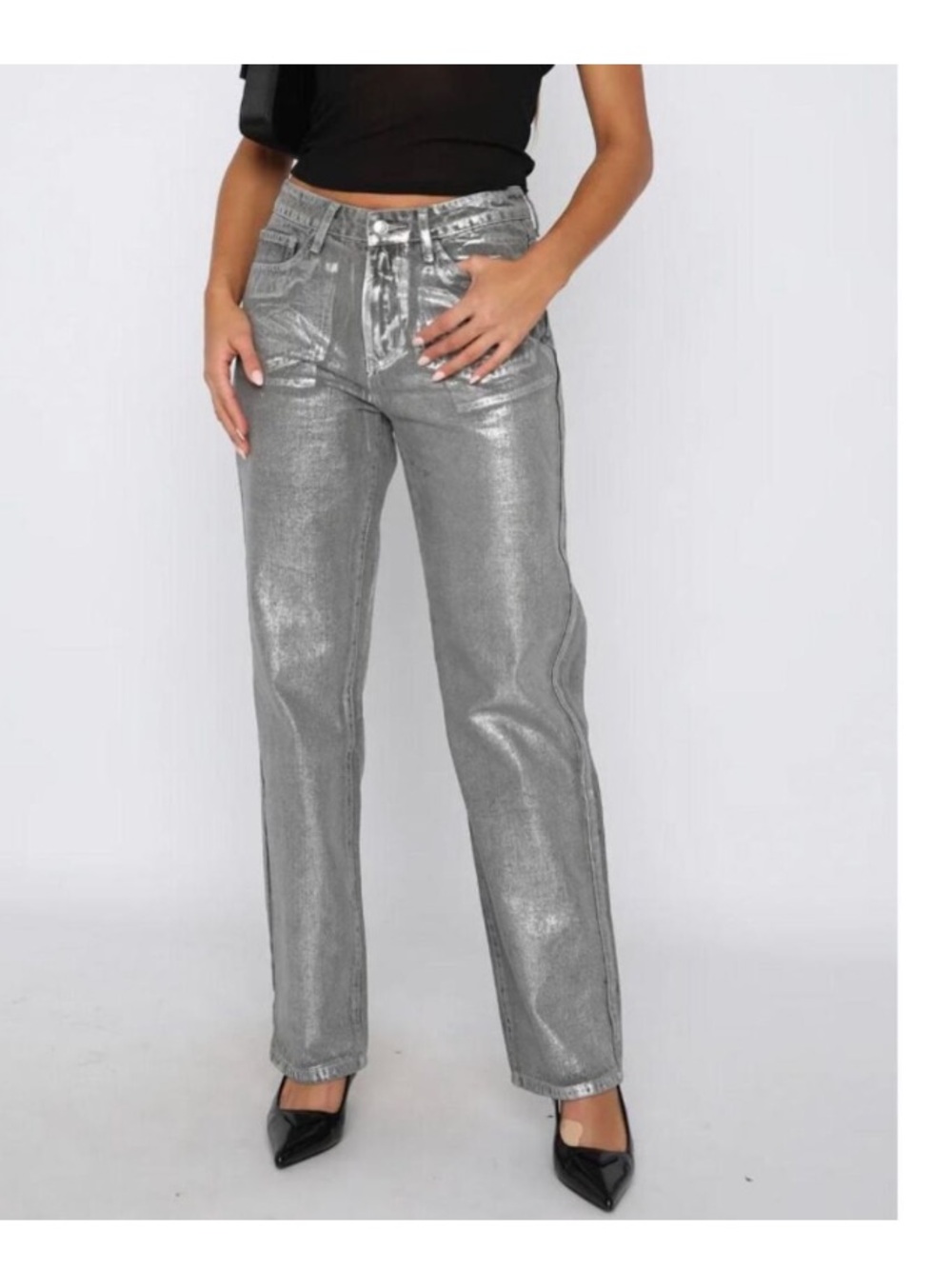 White Fox Feels Like Forever Metallic Jeans